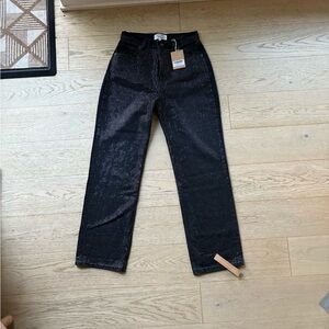 Reformation Vana Sparkle Abby Jeans (Black Sparkly High Rise Jeans)